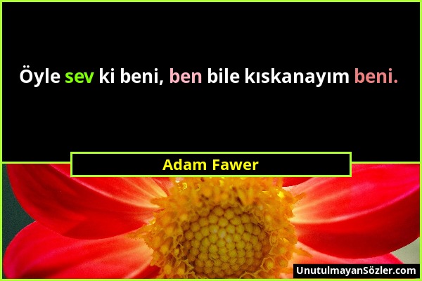 Adam Fawer - Öyle sev ki beni, ben bile kıskanayım beni....