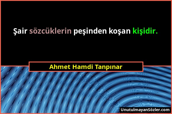 Ahmet Hamdi Tanpınar - Şair sözcüklerin peşinden koşan kişidir....