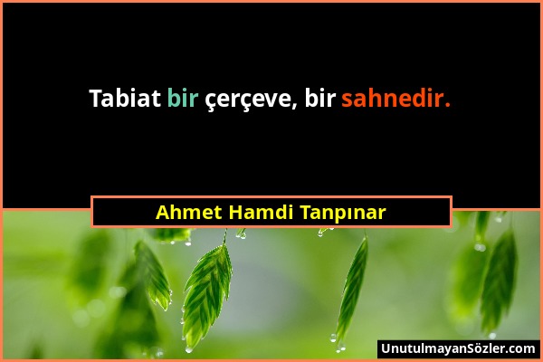 Ahmet Hamdi Tanpınar - Tabiat bir çerçeve, bir sahnedir....