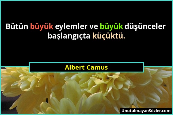 Albert Camus - Bütün büyük eylemler ve büyük düşünceler başlangıçta küçüktü....