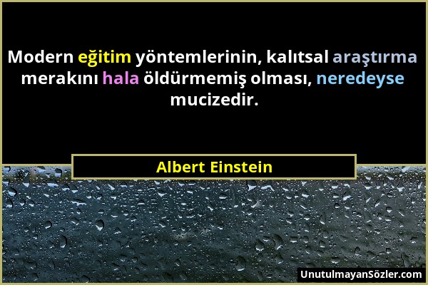 Albert Einstein - Modern eğitim yöntemlerinin, kalıtsal araştırma merakını hala öldürmemiş olması, neredeyse mucizedir....