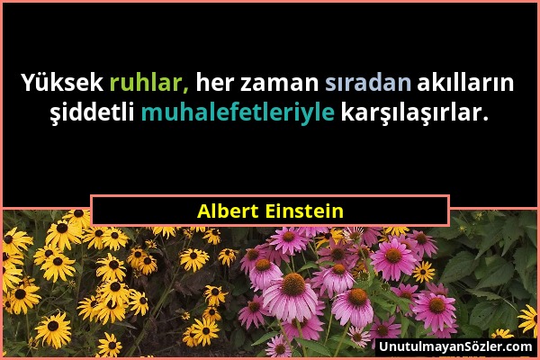 Albert Einstein - Yüksek ruhlar, her zaman sıradan akılların şiddetli muhalefetleriyle karşılaşırlar....