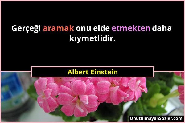 Albert Einstein - Gerçeği aramak onu elde etmekten daha kıymetlidir....