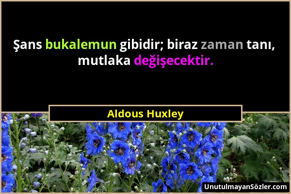 Aldous Huxley - Şans bukalemun gibidir; biraz zaman tanı, mutlaka değişecektir....