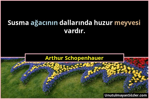 Arthur Schopenhauer - Susma ağacının dallarında huzur meyvesi vardır....