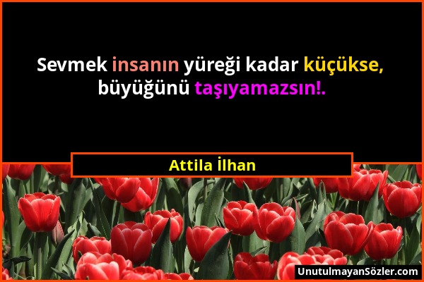 Attila İlhan - Sevmek insanın yüreği kadar küçükse, büyüğünü taşıyamazsın!....