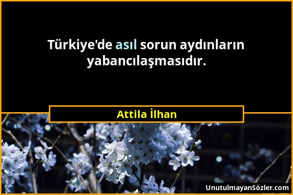 Attila İlhan - Türkiye'de asıl sorun aydınların yabancılaşmasıdır....