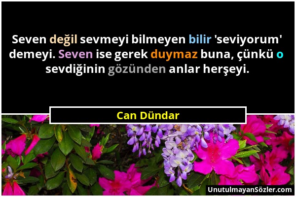 Can Dündar - Seven değil sevmeyi bilmeyen bilir 'seviyorum' demeyi. Seven ise gerek duymaz buna, çünkü o sevdiğinin gözünden anlar herşeyi....