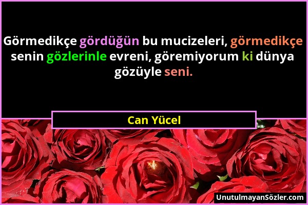 Can Yücel - Görmedikçe gördüğün bu mucizeleri, görmedikçe senin gözlerinle evreni, göremiyorum ki dünya gözüyle seni....