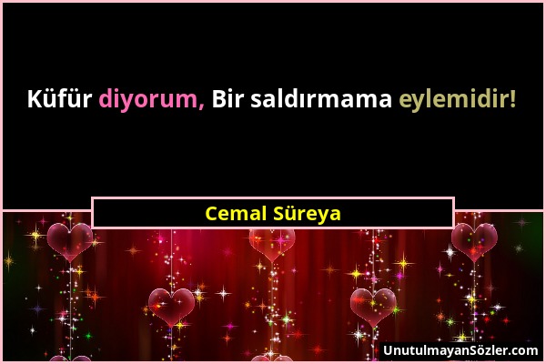 Cemal Süreya - Küfür diyorum, Bir saldırmama eylemidir!...