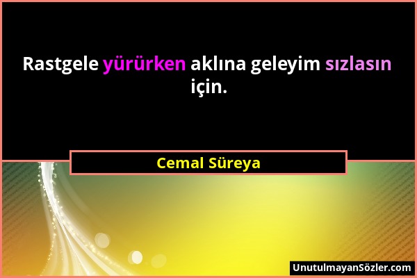 Cemal Süreya - Rastgele yürürken aklına geleyim sızlasın için....