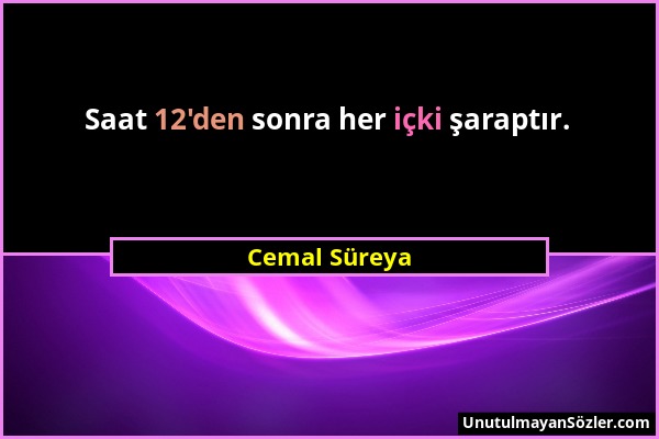 Cemal Süreya - Saat 12'den sonra her içki şaraptır....