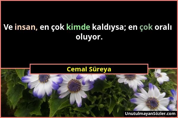 Cemal Süreya - Ve insan, en çok kimde kaldıysa; en çok oralı oluyor....