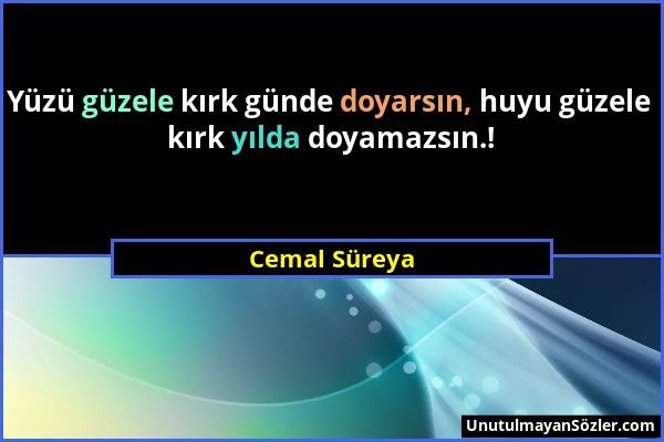 Cemal Süreya - Yüzü güzele kırk günde doyarsın, huyu güzele kırk yılda doyamazsın.!...