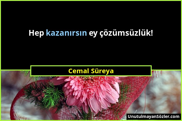 Cemal Süreya - Hep kazanırsın ey çözümsüzlük!...