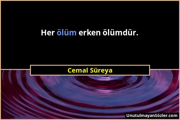 Cemal Süreya - Her ölüm erken ölümdür....