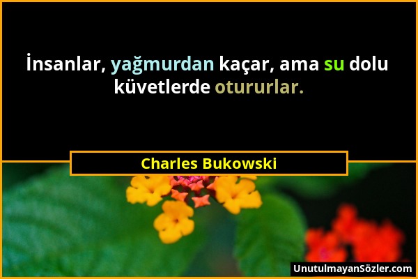 Charles Bukowski - İnsanlar, yağmurdan kaçar, ama su dolu küvetlerde otururlar....