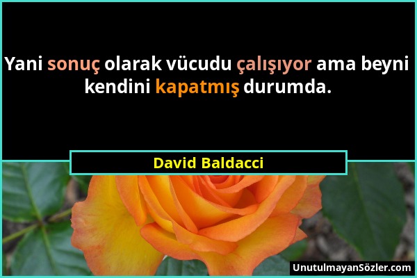 David Baldacci - Yani sonuç olarak vücudu çalışıyor ama beyni kendini kapatmış durumda....