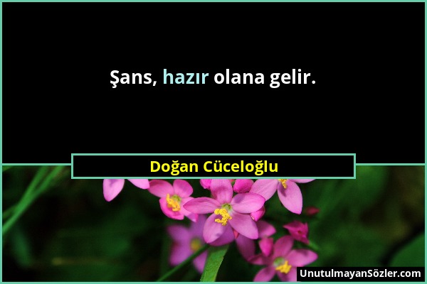 Doğan Cüceloğlu - Şans, hazır olana gelir....