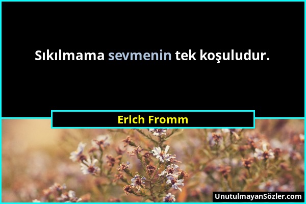 Erich Fromm - Sıkılmama sevmenin tek koşuludur....