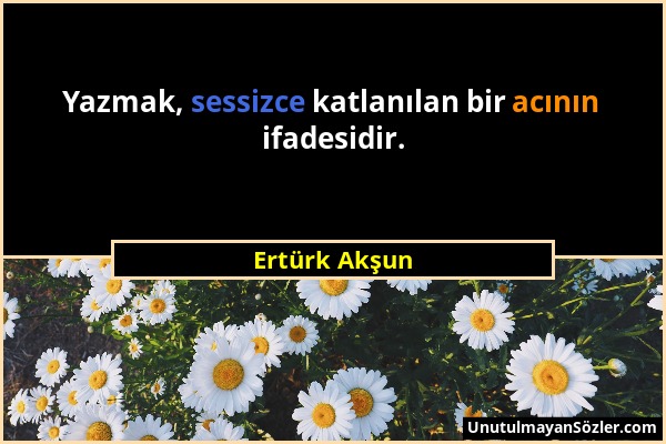 Ertürk Akşun - Yazmak, sessizce katlanılan bir acının ifadesidir....