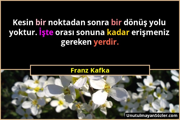 Franz Kafka - Kesin bir noktadan sonra bir dönüş yolu yoktur. İşte orası sonuna kadar erişmeniz gereken yerdir....