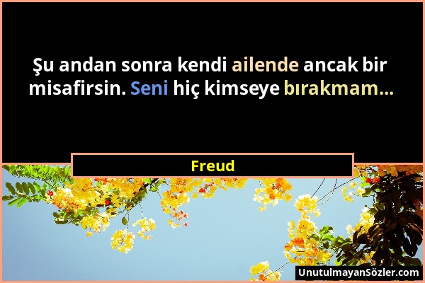 Freud - Şu andan sonra kendi ailende ancak bir misafirsin. Seni hiç kimseye bırakmam......