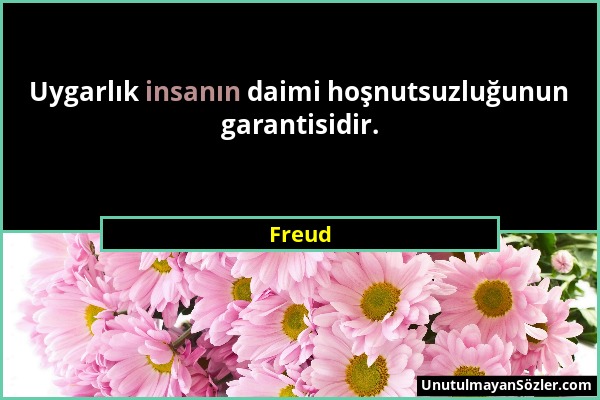 Freud - Uygarlık insanın daimi hoşnutsuzluğunun garantisidir....