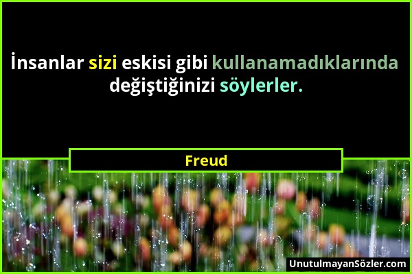 Freud - İnsanlar sizi eskisi gibi kullanamadıklarında değiştiğinizi söylerler....