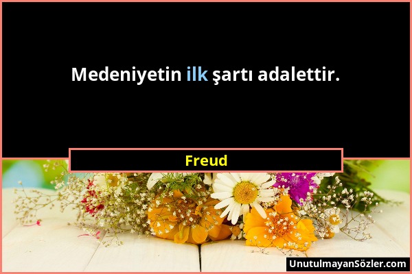 Freud - Medeniyetin ilk şartı adalettir....