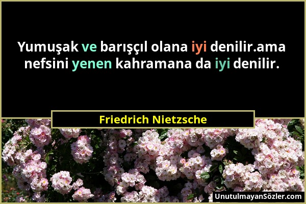 Friedrich Nietzsche - Yumuşak ve barışçıl olana iyi denilir.ama nefsini yenen kahramana da iyi denilir....