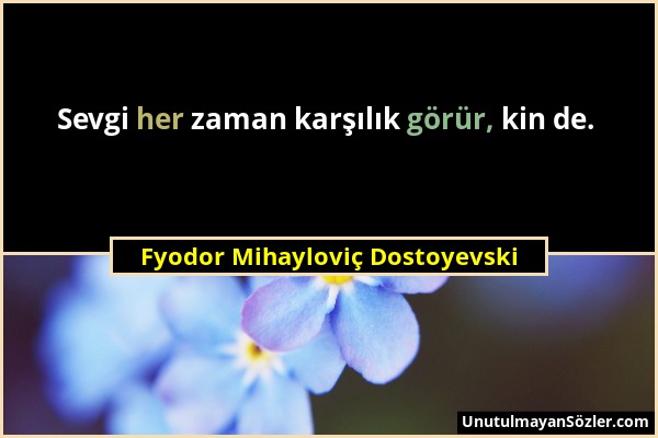 Fyodor Mihayloviç Dostoyevski - Sevgi her zaman karşılık görür, kin de....