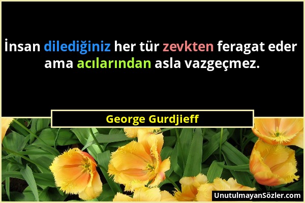 George Gurdjieff - İnsan dilediğiniz her tür zevkten feragat eder ama acılarından asla vazgeçmez....