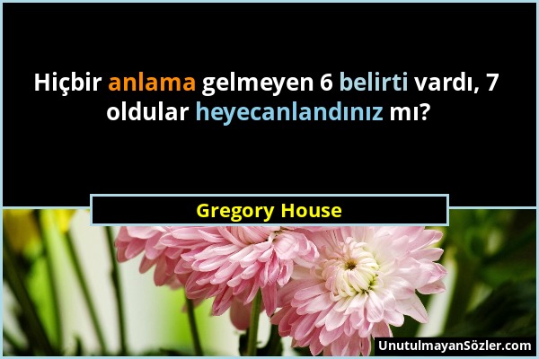 Gregory House - Hiçbir anlama gelmeyen 6 belirti vardı, 7 oldular heyecanlandınız mı?...