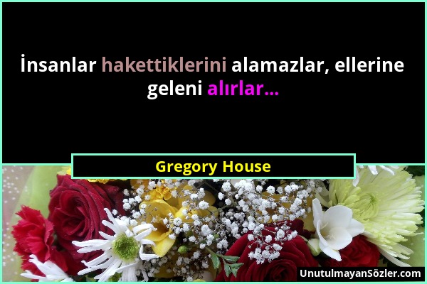 Gregory House - İnsanlar hakettiklerini alamazlar, ellerine geleni alırlar......