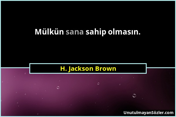 H. Jackson Brown - Mülkün sana sahip olmasın....