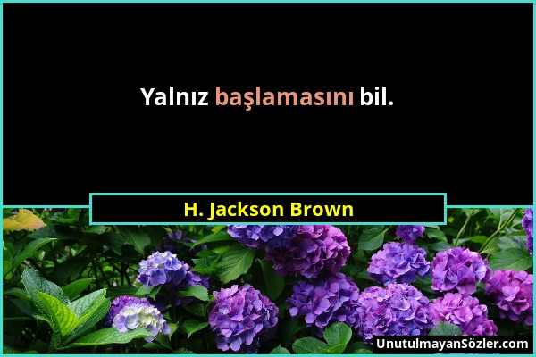 H. Jackson Brown - Yalnız başlamasını bil....