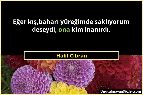 Halil Cibran - Eğer kış,baharı yüreğimde saklıyorum deseydi, ona kim inanırdı....