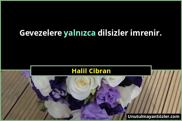 Halil Cibran - Gevezelere yalnızca dilsizler imrenir....