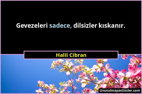 Halil Cibran - Gevezeleri sadece, dilsizler kıskanır....