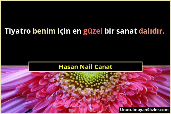 Hasan Nail Canat - Tiyatro benim için en güzel bir sanat dalıdır....