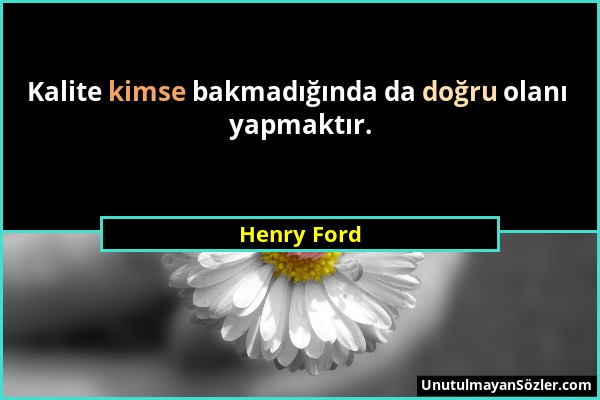 Henry Ford - Kalite kimse bakmadığında da doğru olanı yapmaktır....