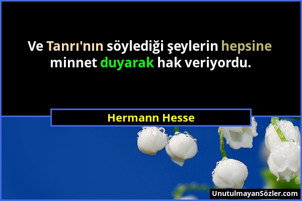 Hermann Hesse - Ve Tanrı'nın söylediği şeylerin hepsine minnet duyarak hak veriyordu....