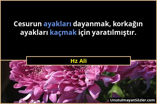 Hz Ali - Cesurun ayakları dayanmak, korkağın ayakları kaçmak için yaratılmıştır....