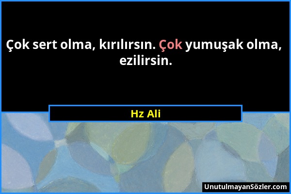 Hz Ali - Çok sert olma, kırılırsın. Çok yumuşak olma, ezilirsin....