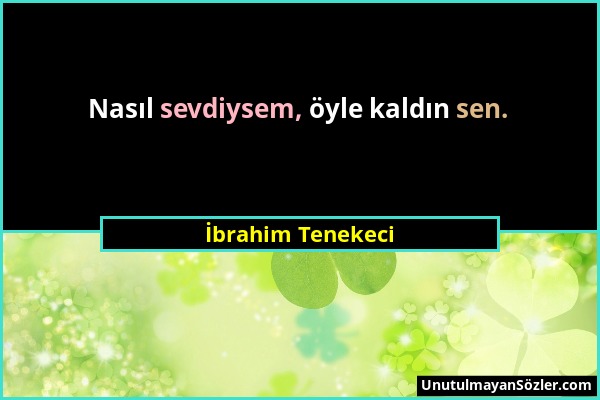 İbrahim Tenekeci - Nasıl sevdiysem, öyle kaldın sen....