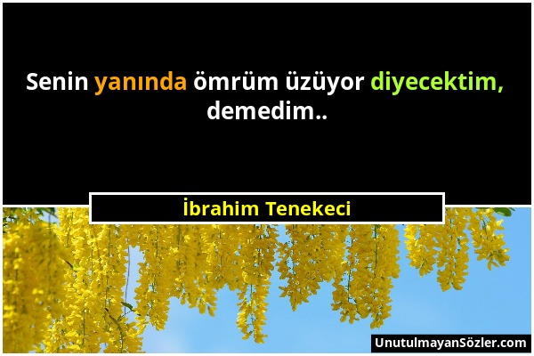 İbrahim Tenekeci - Senin yanında ömrüm üzüyor diyecektim, demedim.....