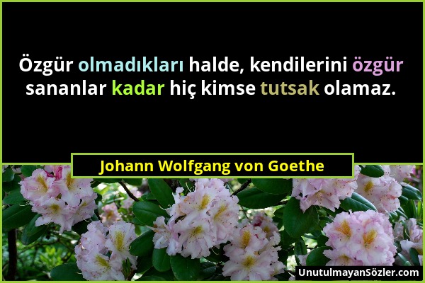 Johann Wolfgang von Goethe - Özgür olmadıkları halde, kendilerini özgür sananlar kadar hiç kimse tutsak olamaz....