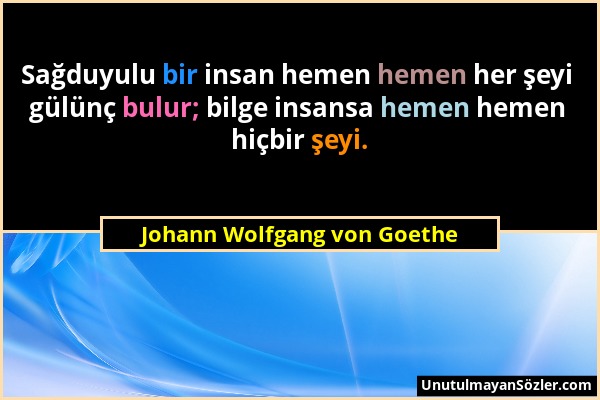 Johann Wolfgang von Goethe - Sağduyulu bir insan hemen hemen her şeyi gülünç bulur; bilge insansa hemen hemen hiçbir şeyi....