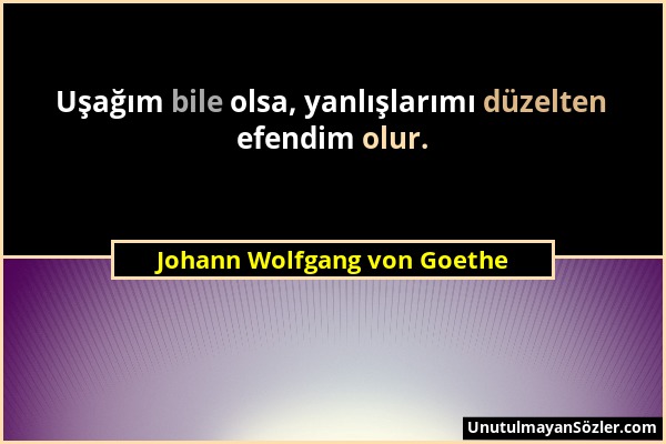 Johann Wolfgang von Goethe - Uşağım bile olsa, yanlışlarımı düzelten efendim olur....